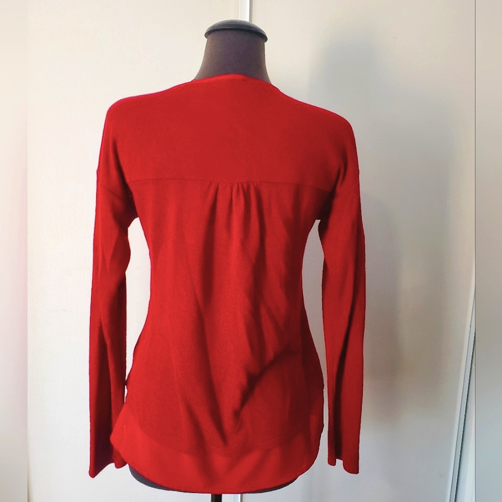 Sanctuary mixed media long sleeve vneck knit top. - Picture 2 of 4